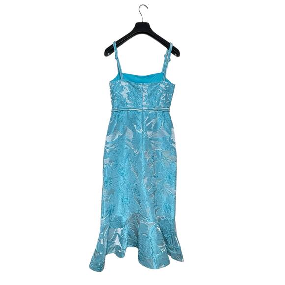 Alexis Delphine Turquoise Floral Jacquard Sheath Dress XS - Picture 4 of 10